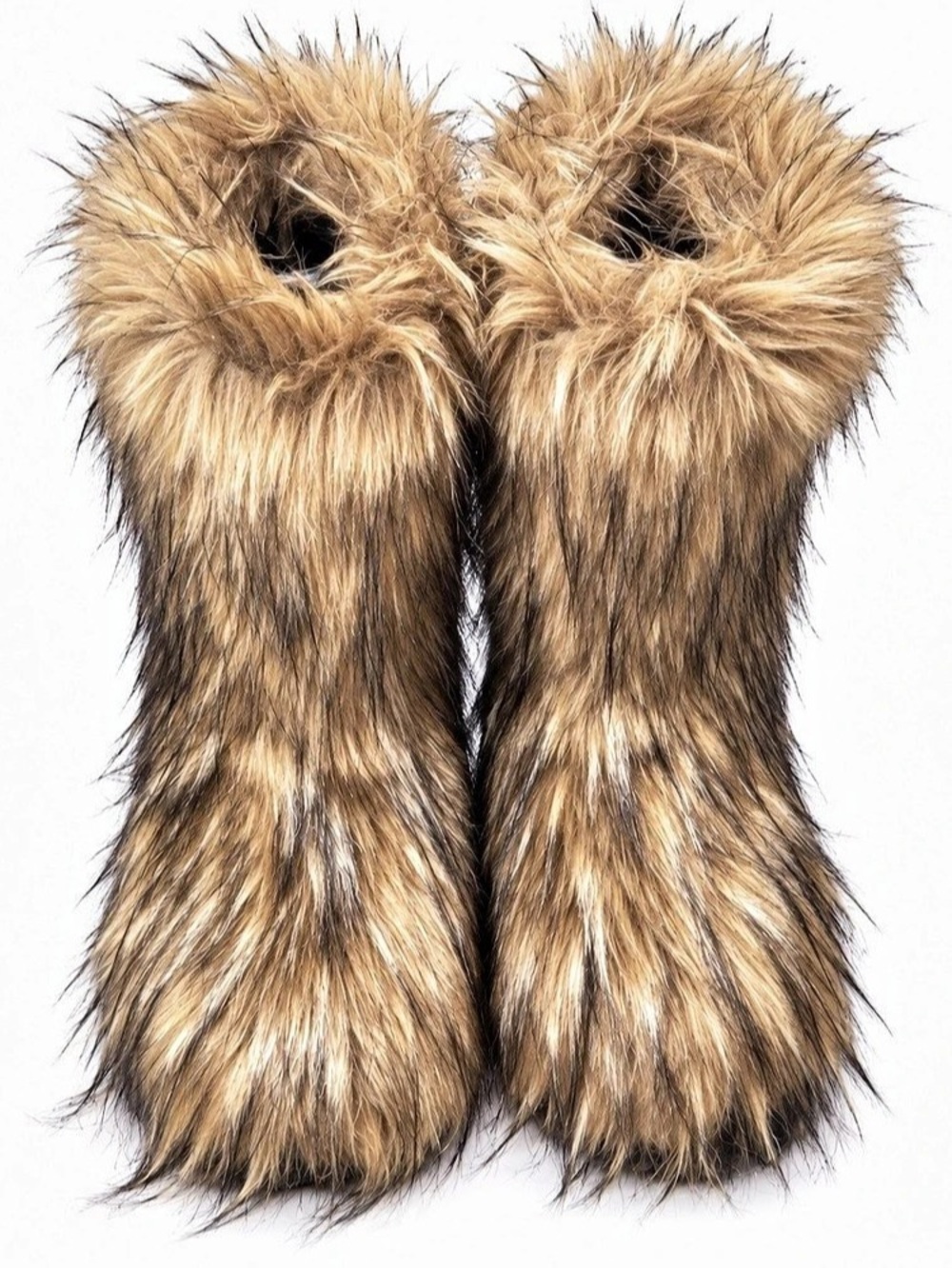Faux Fur Furry Mid Calf Boots Brown EU 39/US 7
